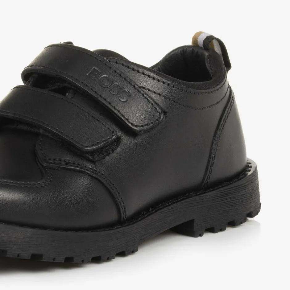 BOSS Boys Black Leather Shoes Outlet