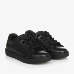 Geox Boys Black Leather Trainers