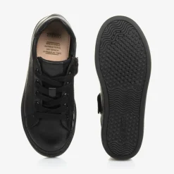 Geox Boys Black Leather Trainers