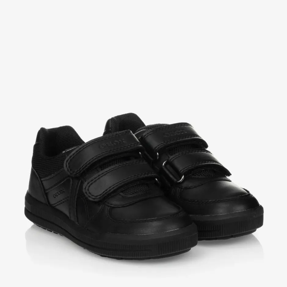 Geox Boys Black Leather Trainers Outlet