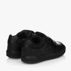 Geox Boys Black Leather Trainers Outlet