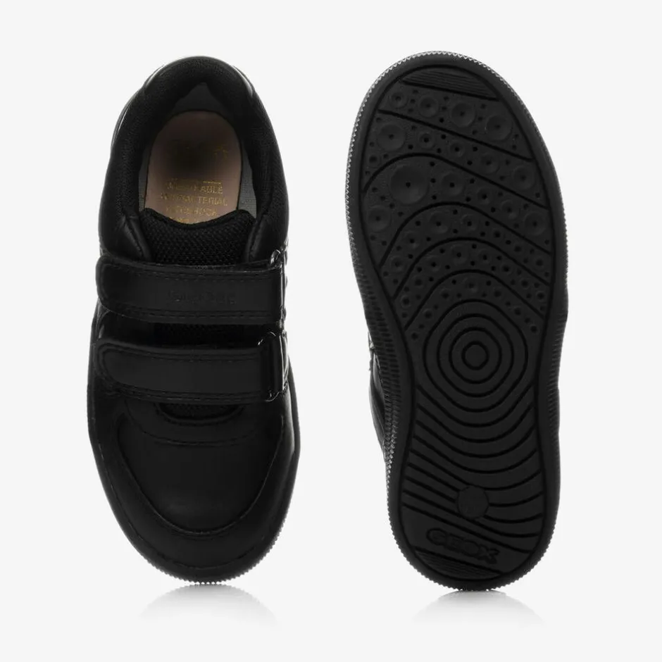 Geox Boys Black Leather Trainers Outlet