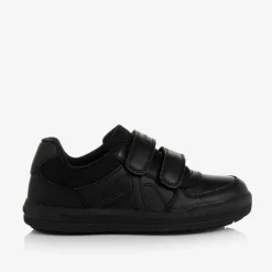 Geox Boys Black Leather Trainers Outlet