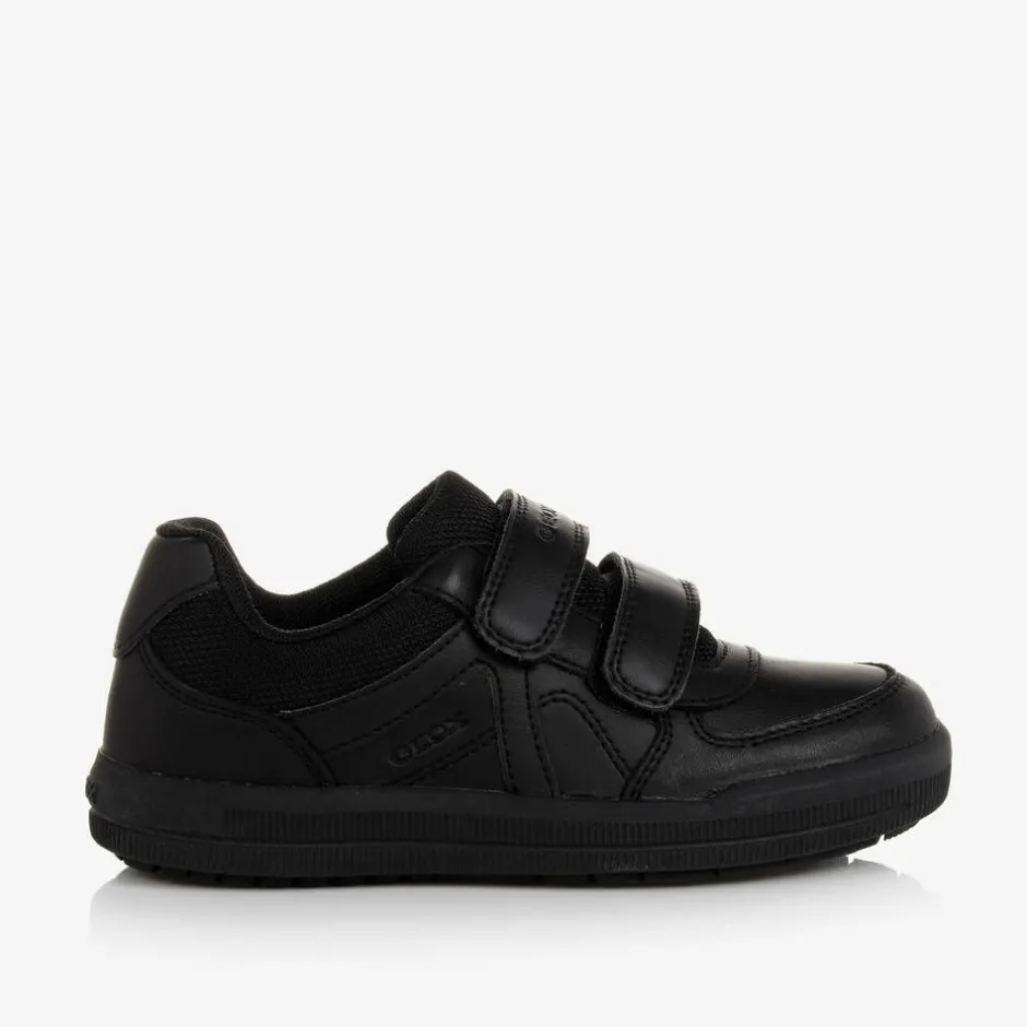 Geox Boys Black Leather Trainers Outlet