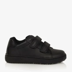 Geox Boys Black Leather Velcro Trainers Sale