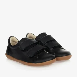 Tip Toey Joey Boys Black Leather Velcro Trainers Online