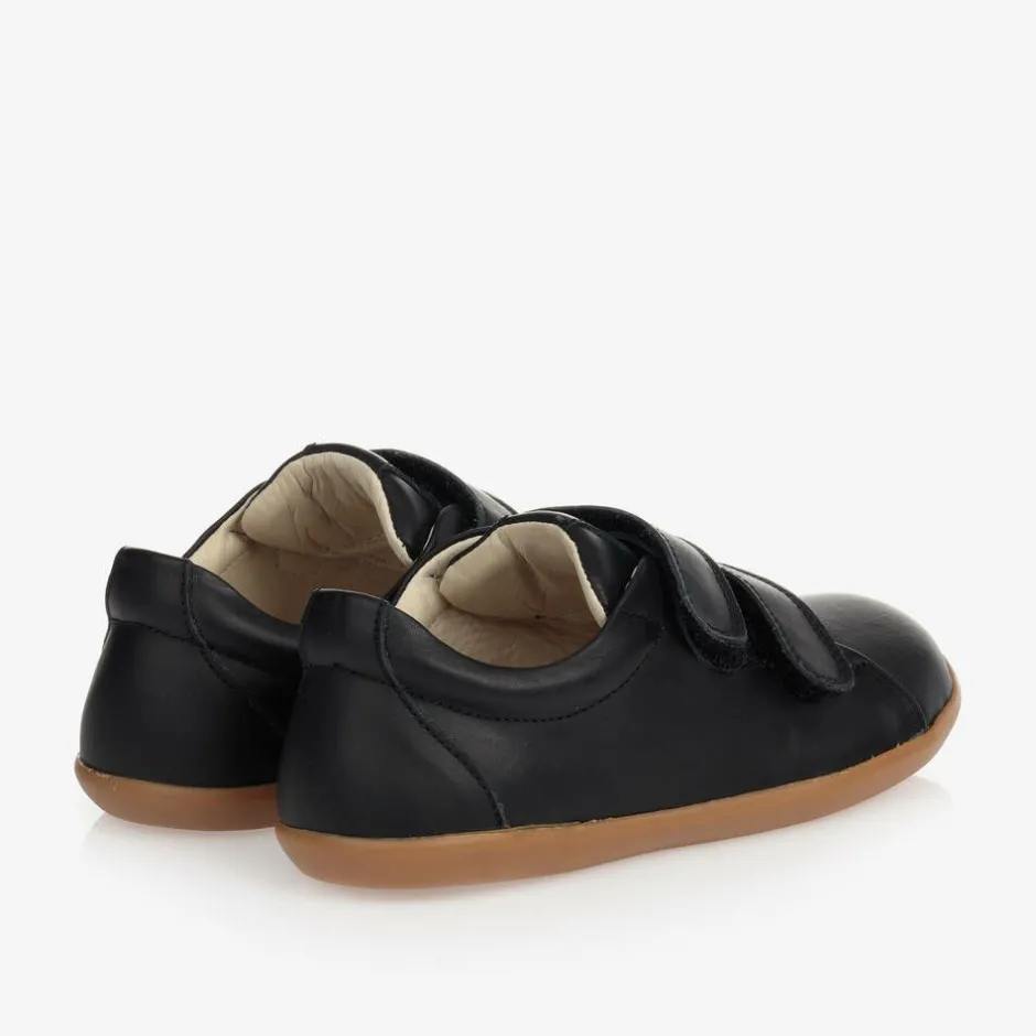 Tip Toey Joey Boys Black Leather Velcro Trainers Online