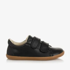 Tip Toey Joey Boys Black Leather Velcro Trainers Online
