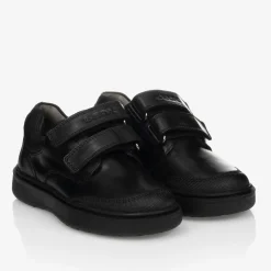 Geox Boys Black Leather Velcro Shoes New