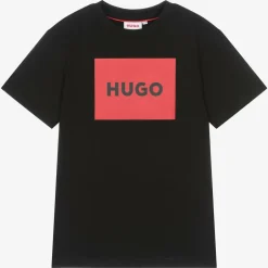 HUGO Boys Black Organic Cotton T-Shirt Online