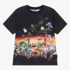 Molo Boys Black Organic Cotton Graphic T-Shirt Sale