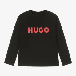 HUGO Boys Black Organic Cotton Top Hot