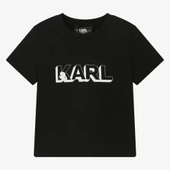 KARL LAGERFELD KIDS Boys Black Organic Cotton T-Shirt
