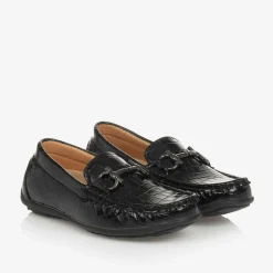 Sevva Boys Black Patent Horsebit Loafers Clearance