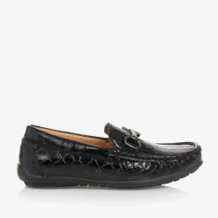 Sevva Boys Black Patent Horsebit Loafers Clearance