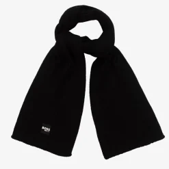 BOSS Boys Black Ribbed Knit Scarf Online