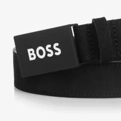 BOSS Boys Black Suede Leather Belt Clearance