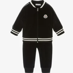 Moncler Enfant Boys Black Velour Tracksuit Hot