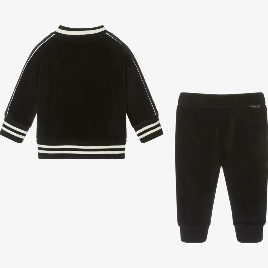 Moncler Enfant Boys Black Velour Tracksuit Hot