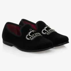 Romano Boys Black Velvet Crown Shoes Clearance