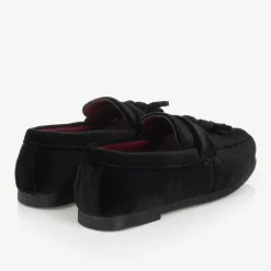 Romano Boys Black Velvet Loafers Discount