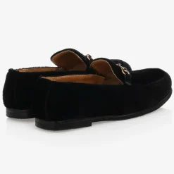 Romano Boys Black Velvet Loafers Hot