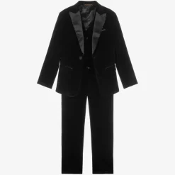 Romano Boys Black Velvet Suit Clearance