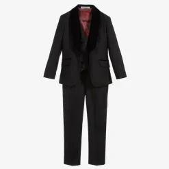 Romano Boys Black Velvet Trim Suit Best