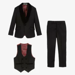 Romano Boys Black Velvet Trim Suit Best