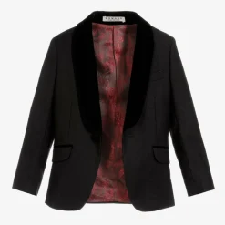 Romano Boys Black Velvet Trim Suit Best