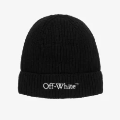 Off-White Boys Black Wool & Cotton Knit Beanie Best