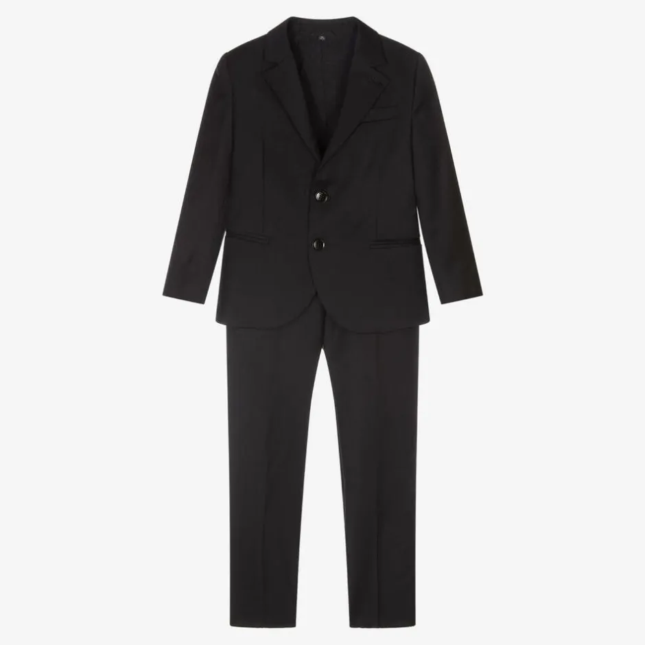 Emporio Armani Boys Black Wool Single-Breasted Suit Best