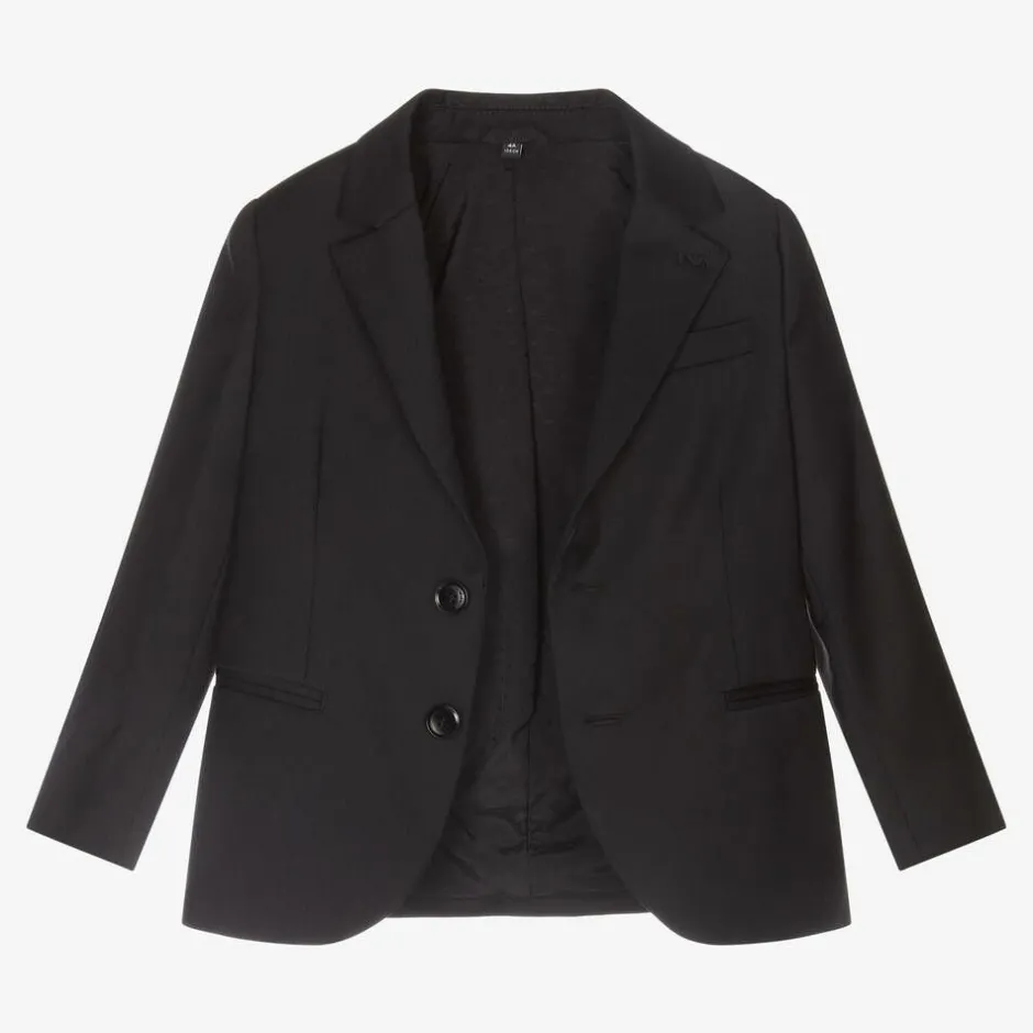 Emporio Armani Boys Black Wool Single-Breasted Suit Best