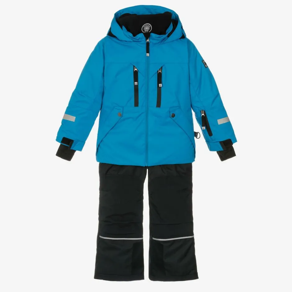 Deux par Deux Boys Blue & Black Snowsuit & Snood Set Best