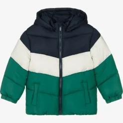 Mayoral Boys Blue & Green Colourblock Puffer Coat New