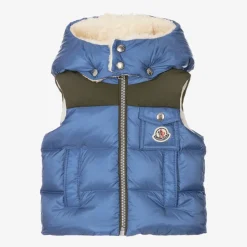 Moncler Enfant Boys Blue & Green Down-Padded Oust Gilet Discount