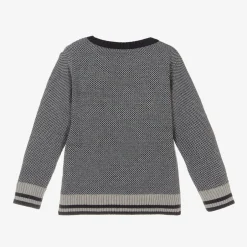 Dr. Kid Boys Blue & Grey Cotton Knit Jumper Clearance