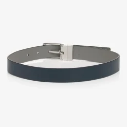 Emporio Armani Boys Blue & Grey Reversible Leather Belt Outlet