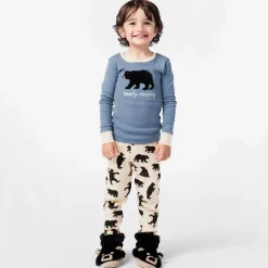 Little Blue House by Hatley Boys Blue & Ivory Cotton Bear Pyjamas Sale