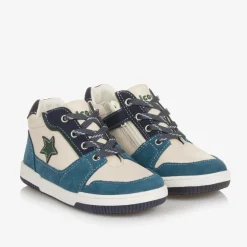 Falcotto by Naturino Boys Blue & Ivory Leather Trainers Hot