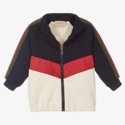 Gucci Boys Blue & Ivory Zip-Up Top