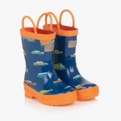 Hatley Boys Blue & Orange Car Rain Boots
