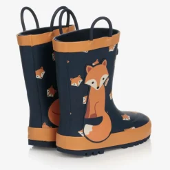 Chipmunks Boys Blue & Orange Fox Rain Boots Clearance