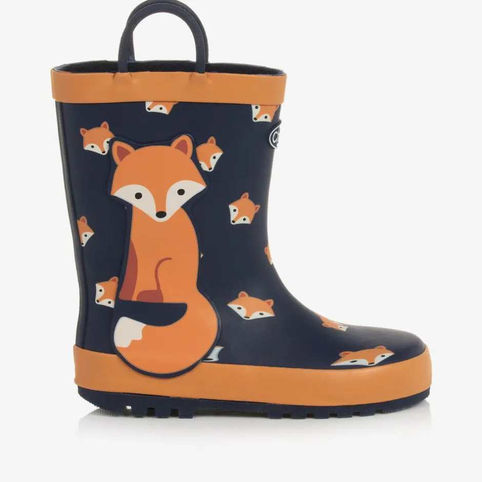 Chipmunks Boys Blue & Orange Fox Rain Boots Clearance