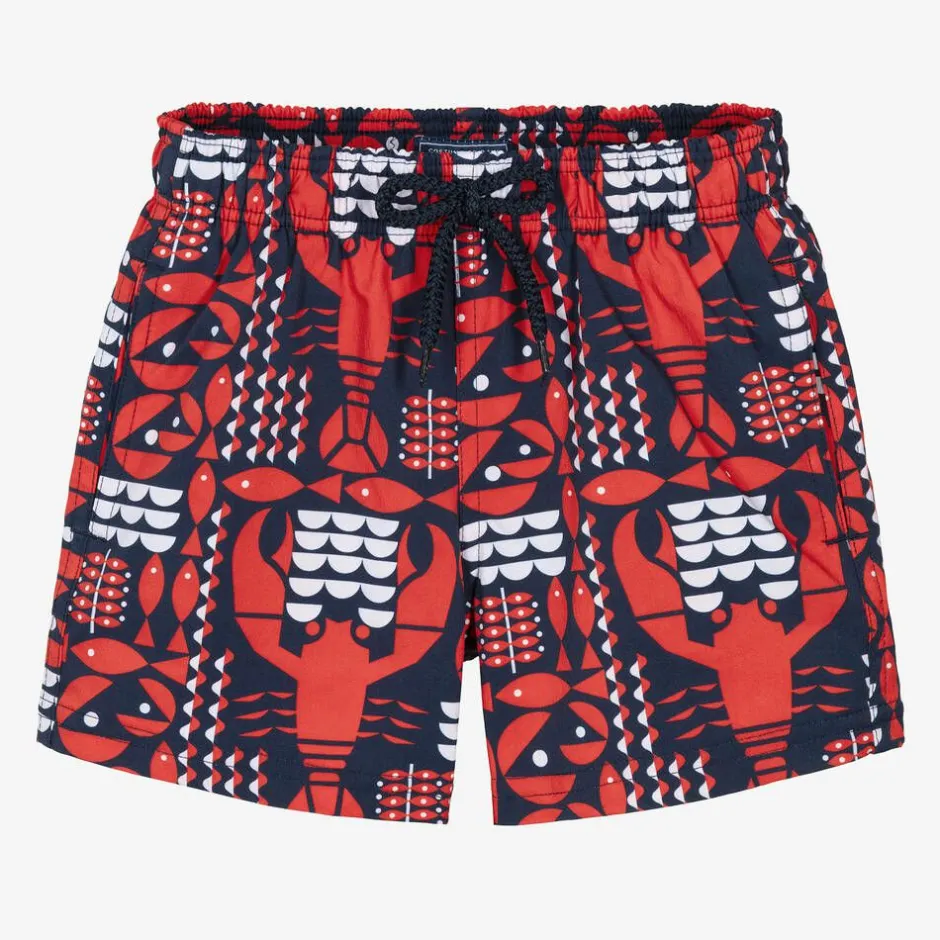 Vilebrequin Boys Blue & Red Lobster Swim Shorts Discount