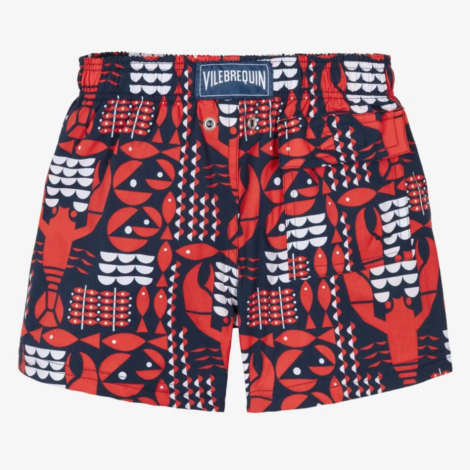 Vilebrequin Boys Blue & Red Lobster Swim Shorts Discount