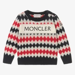 Moncler Enfant Boys Blue & Red Wool Knit Sweater