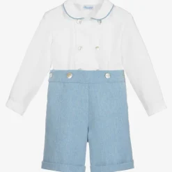 Ancar Boys Blue & White Cotton Buster Suit Online