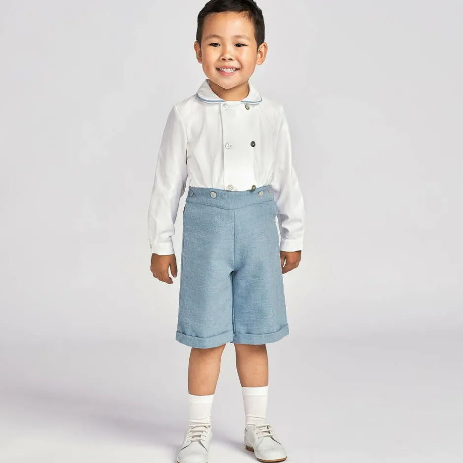 Ancar Boys Blue & White Cotton Buster Suit Online