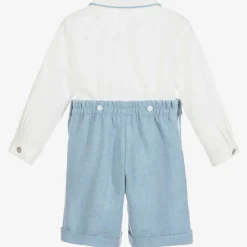 Ancar Boys Blue & White Cotton Buster Suit Online